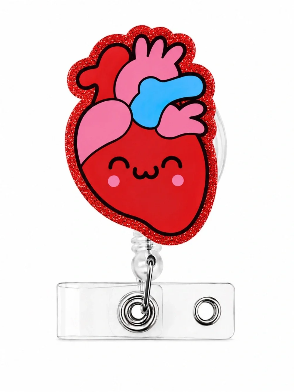 Cute Red Anatomical Heart Badge Reel - Accessories